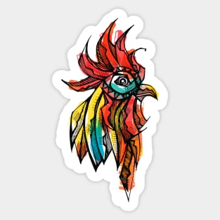 Rooster head ink drawing Sticker